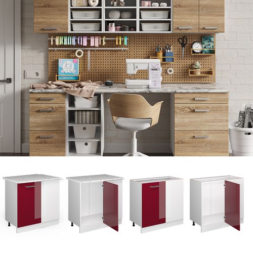 Universal Armoire Dangle R-line 41814 Rouge Bordeaux Haute Brillance 86cm Avec Porte, Avec Pt