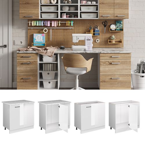 Universal Armoire Dangle R-line 41830 Blanc Haute Brillance 86cm Avec Porte, Avec Pt