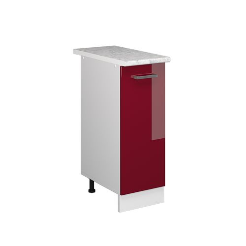 Meuble Bas Universel R-line 41834 Rouge Bordeaux Haute Brillance 30cm Avec Porte, Avec Pt