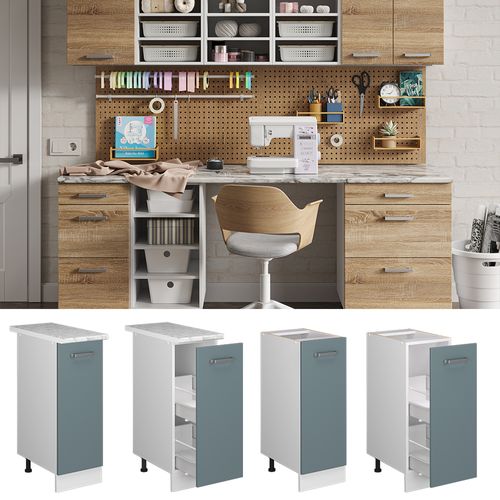 Meuble Bas Universel R-line 41843 Bleu-gris 30cm Avec Porte, Sans Pt