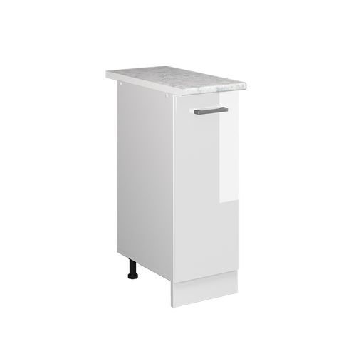 Meuble Bas Universel R-line 41850 Blanc Haute Brillance 30cm Avec Porte, Avec Pt