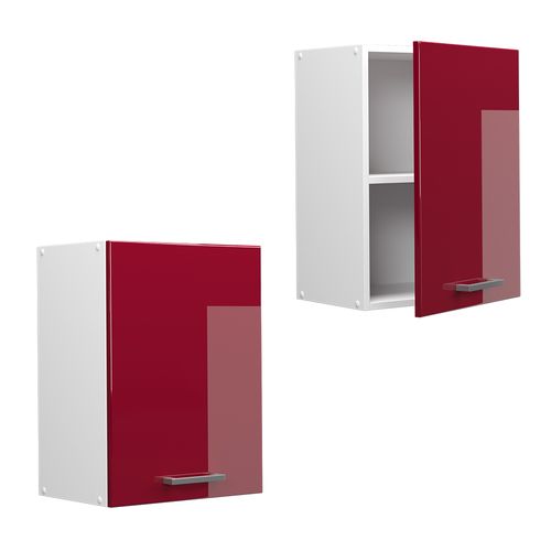 Armoire Suspendue R-line 41852 Rouge Bordeaux Haute Brillance 45cm Avec Porte