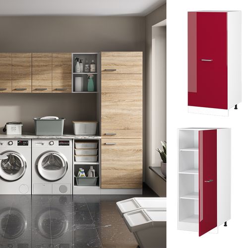 Armoire Haute Universelle R-line 41887 Rouge Bordeaux Haute Brillance 60cm Avec Grande Porte