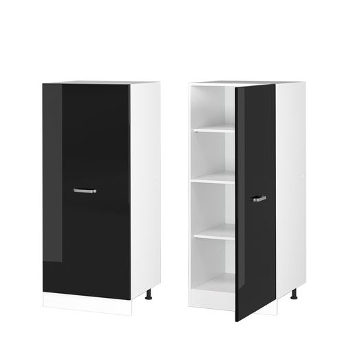 Armoire Universelle R-line 41894 Noir Haute Brillance 60cm Avec Étagères Ouvertes, Et Porte