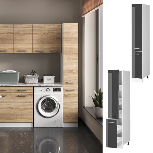 Armoire Haute Universelle R-line 41897 Anthracite Haute Brillance 30cm Avec Portes