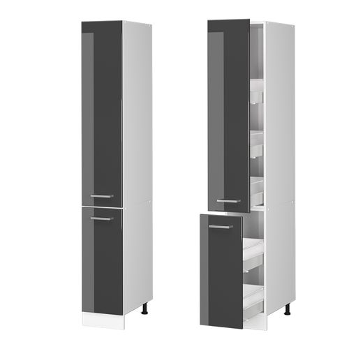 Armoire Haute Universelle R-line 41897 Anthracite Haute Brillance 30cm Avec Portes