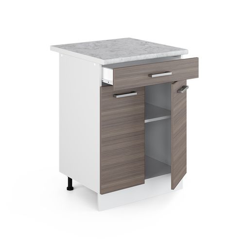 Meuble Bas Universel R-line 41915 Gris 60cm Avec Tiroirs