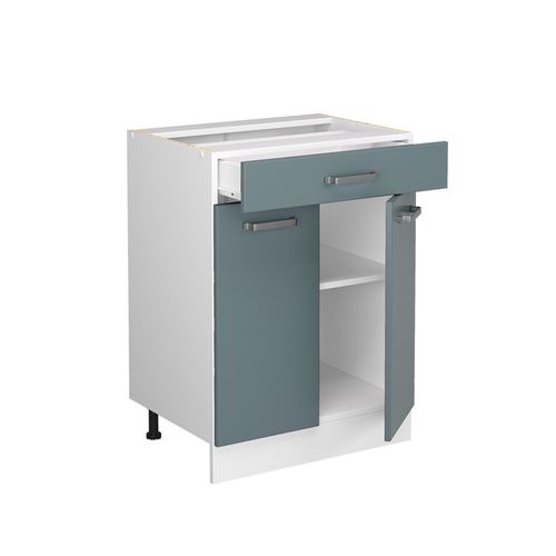 Meuble Bas Universel R-line 41920 Bleu-gris 60cm Avec Tiroirs, Sans Pt