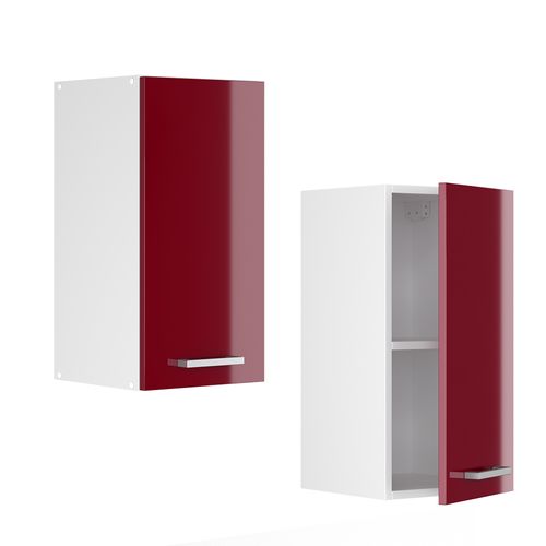Armoire Suspendue R-line 41970 Rouge Bordeaux Haute Brillance 30cm Avec Porte