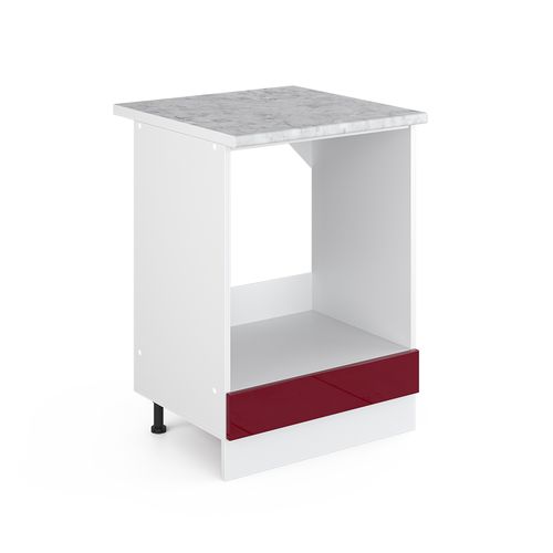 Meuble Bas Universel R-line 42004 Rouge Bordeaux Haute Brillance 60cm Avec Grande Niche, Avec Pt