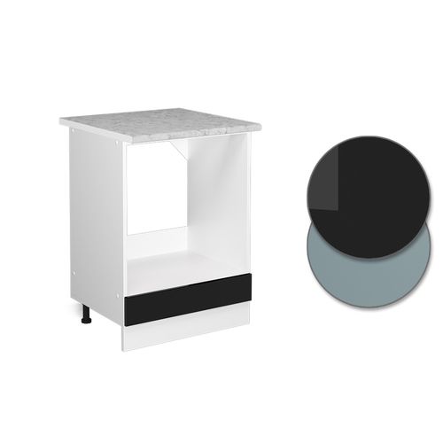 Meuble Bas Universel R-line 42014 Noir Haute Brillance 60cm Avec Grande Niche, Avec Pt