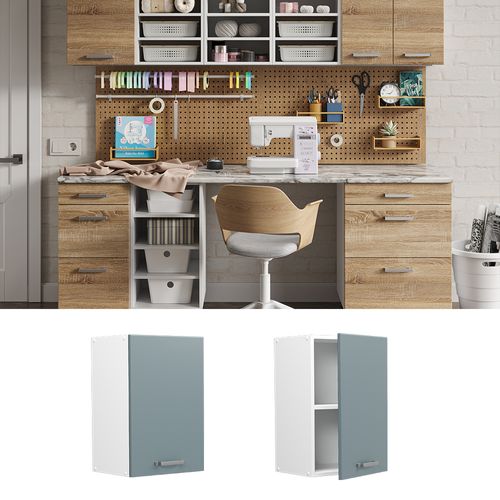 Armoire Suspendue R-line 42037 Bleu-gris 40cm Avec Étagères Ouvertes