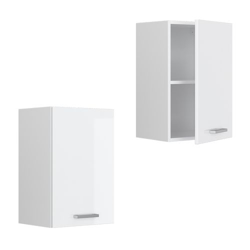 Armoire Suspendue R-line 42040 Blanc Haute Brillance 40cm Avec Étagères Ouvertes