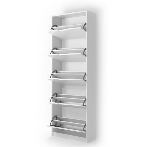 Meuble à Chaussure Luca 42086 Blanc 59x169cm 5 Compartiments