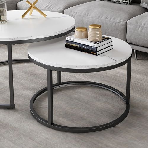 Set De Tables Basses Montreal 41522 Blanc 77x40cm 2 Pièces