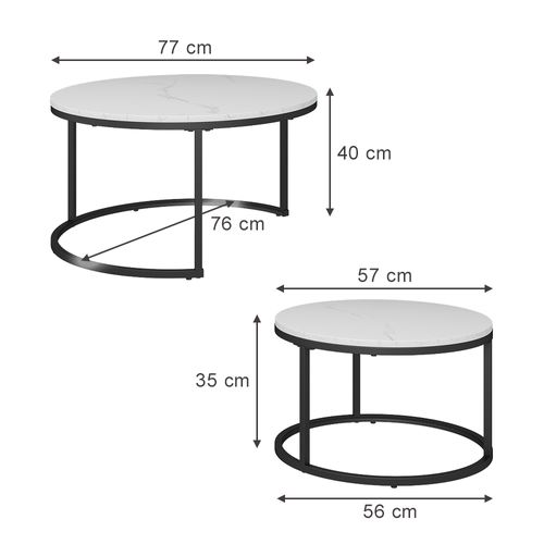 Set De Tables Basses Montreal 41522 Blanc 77x40cm 2 Pièces