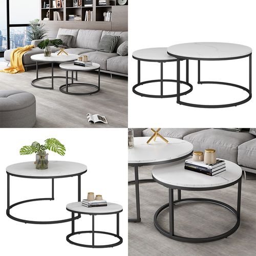 Set De Tables Basses Montreal 41522 Blanc 77x40cm 2 Pièces