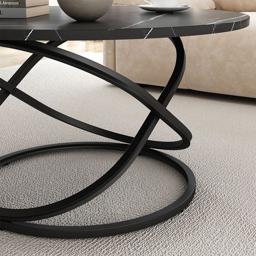 Table Basse Calgary, Noir, 79.5x46cm Avec Grande Surface De Travail