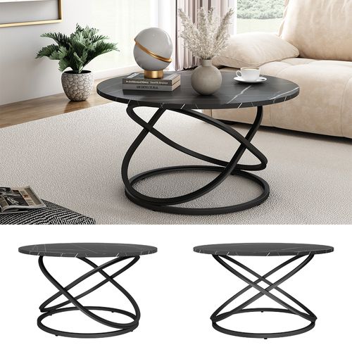 Table Basse Calgary, Noir, 79.5x46cm Avec Grande Surface De Travail
