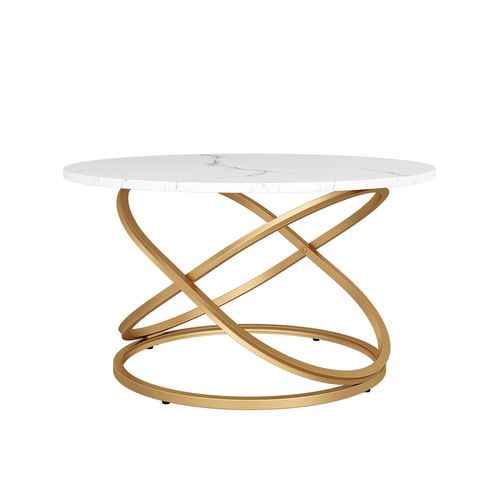 Table Basse Calgary, Blanc/or, 79.5x46cm Avec Grande Surface De Travail