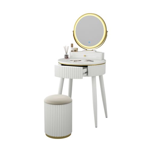 Coiffeuse  Gesa 41542 Blanc 60cm Avec Miroir LED En 3 Tons De Blanc, Variateur De Lumière