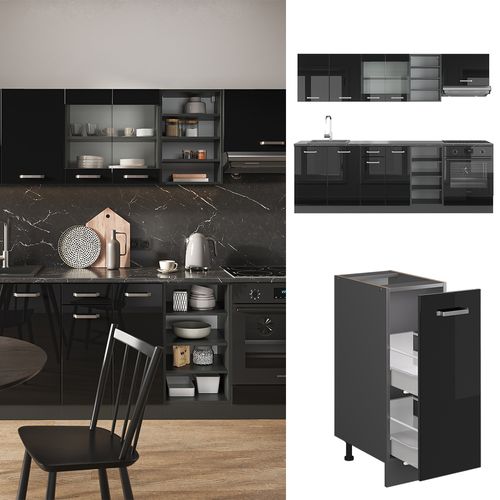 Cuisine R-line 43218 Noir Brillant/anthracite 240cm , Pt Anthracite