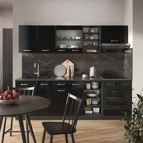 Cuisine R-line 43218 Noir Brillant/anthracite 240cm , Pt Anthracite