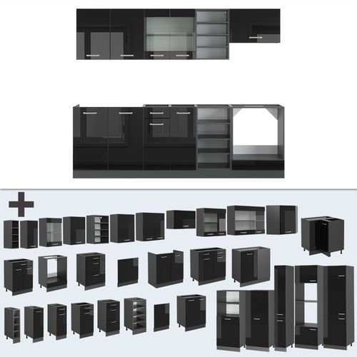 Cuisine R-line 43218 Noir Brillant/anthracite 240cm , Pt Anthracite