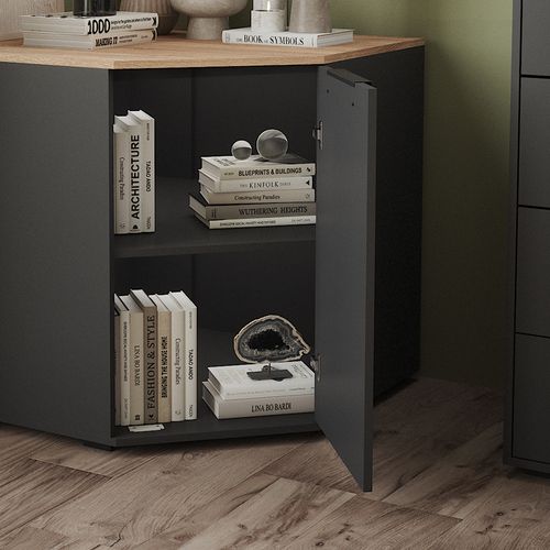 Sideboard Betti 41614 Anthracite/sonoma 77.9x77.9cm Avec 1 Porte