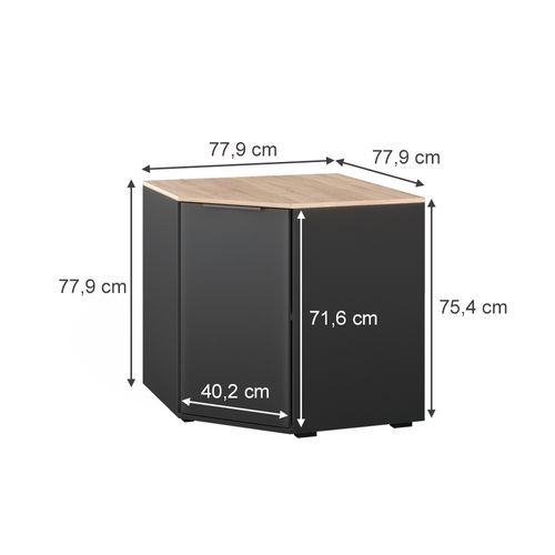 Sideboard Betti 41614 Anthracite/sonoma 77.9x77.9cm Avec 1 Porte