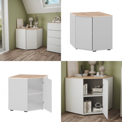 Sideboard Betti 41615 Blanc/sonoma 77.9x77.9cm Avec 1 Porte