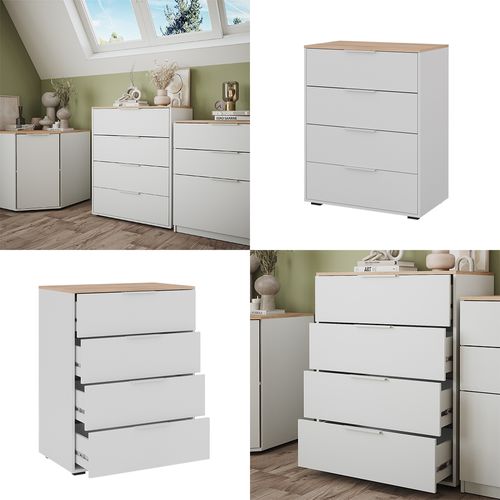 Buffet Betti 41616 Blanc/sonoma 30x83.6cm Avec 4x Tiroir