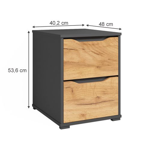 Chevet Ruben 41618 Chêne De Force Doré 40.2x53.6cm Avec Tiroirs