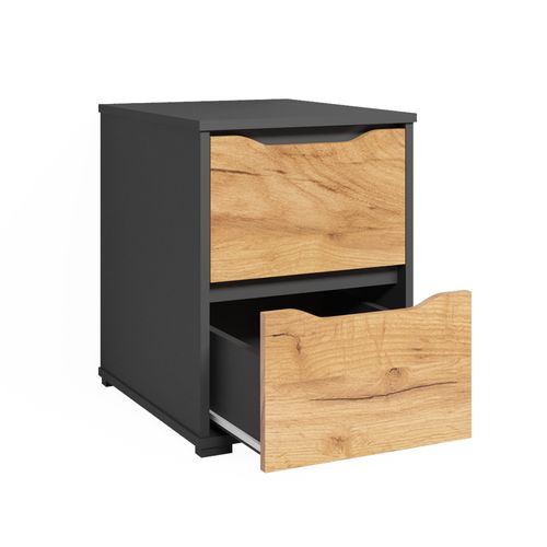 Chevet Ruben 41618 Chêne De Force Doré 40.2x53.6cm Avec Tiroirs