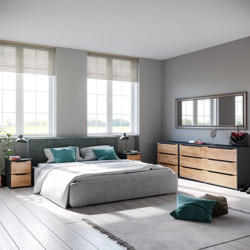 Chevet Ruben 41618 Chêne De Force Doré 40.2x53.6cm Avec Tiroirs