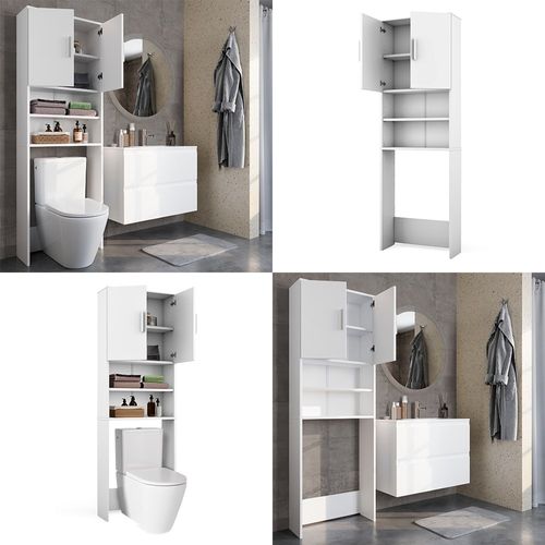 Armoire De Toilette 43383 Blanc 64x190cm Avec 2 Portes