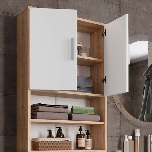 Armoire De Toilette  43384 Sonoma/blanc 64x190cm Avec 2 Portes