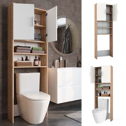Armoire De Toilette  43384 Sonoma/blanc 64x190cm Avec 2 Portes