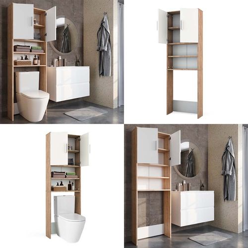 Armoire De Toilette  43384 Sonoma/blanc 64x190cm Avec 2 Portes