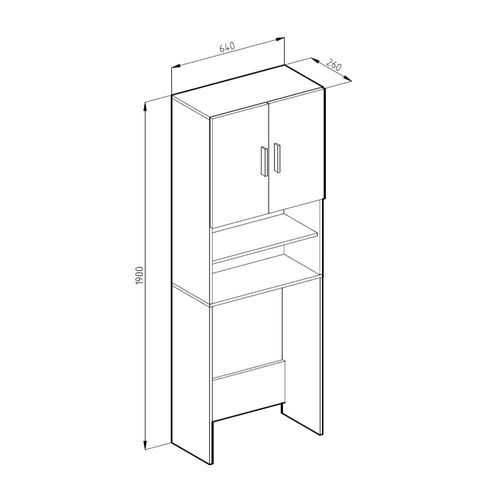 Armoire De Toilette  43385 Béton/blanc 64x190cm Avec 2 Portes
