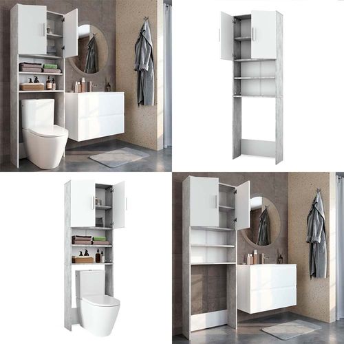 Armoire De Toilette  43385 Béton/blanc 64x190cm Avec 2 Portes