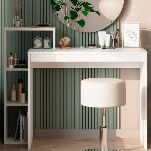 Coiffeuse Leo 43391 Blanc 100cm Avec Miroir Et Tabouret