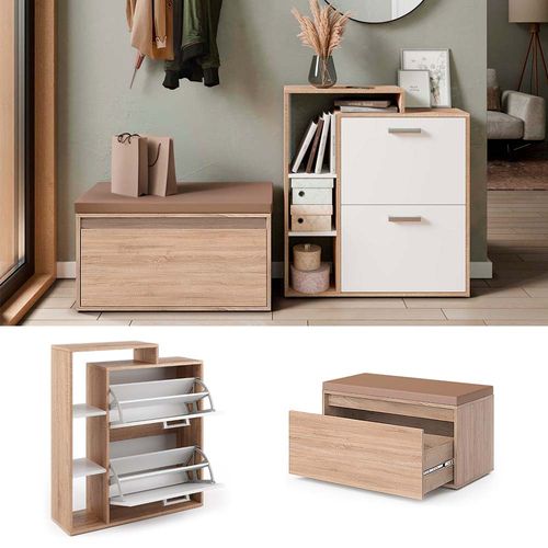 Meuble à Chaussure Orlando 43394 Sonoma 2 Parties, Avec Banc