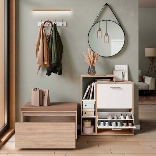 Meuble à Chaussure Orlando 43394 Sonoma 2 Parties, Avec Banc