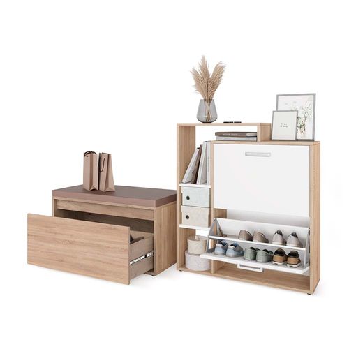 Meuble à Chaussure Orlando 43394 Sonoma 2 Parties, Avec Banc