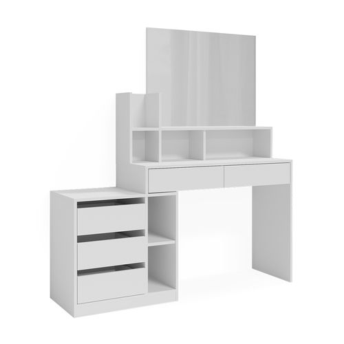 Bureau Anja, Blanc, 139.8x40cm Avec Tiroirs