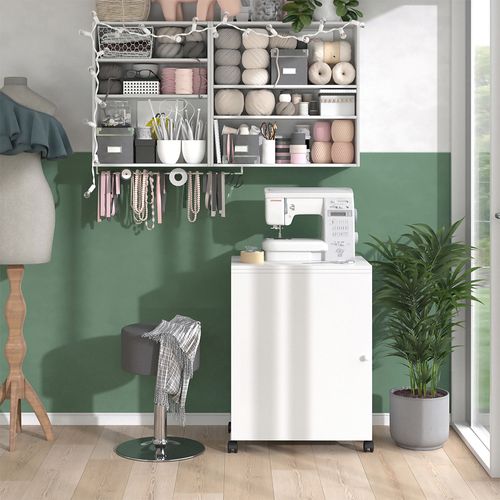 La Table De Couture Carmen 42065 Blanc 118x77.5cm Avec 3 Étagères