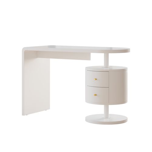 Bureau Lara 41556 Blanc Haute Brillance 120x50cm Avec 2 Tiroirs