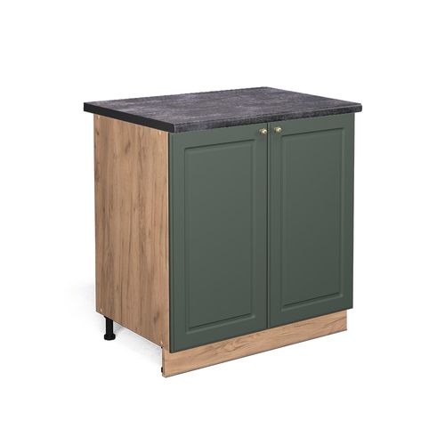Meuble Bas De Cuisine Fame-line 45451 Vert Or Campagne 80cm Avec Étagère, Pt Anthracite