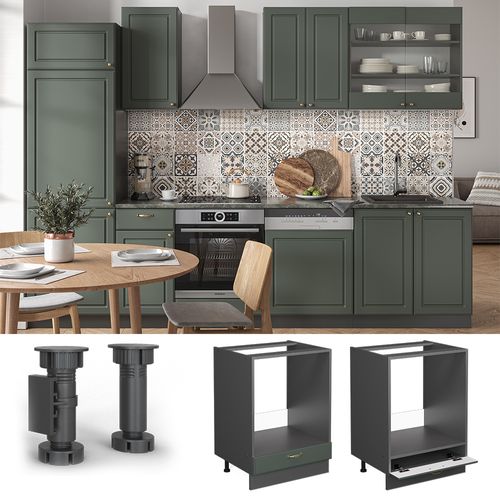 Meuble Pour Four Fame-line 45464 Vert Or Campagne 60cm , Pt Anthracite